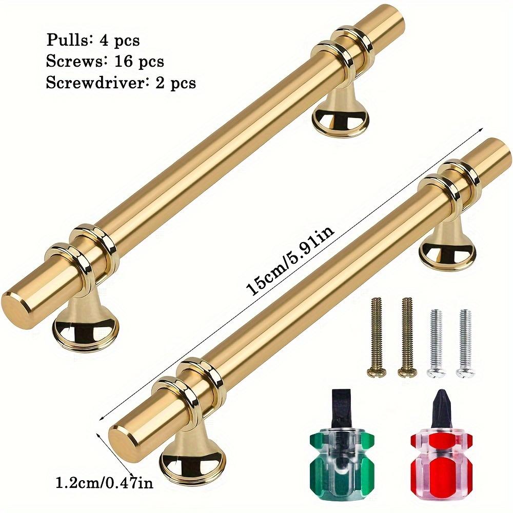 

4 шт. ручки для шкафов цвета шампанского, золота, кухонная фурнитура из нержавеющей стали с винтами и отвертками 4pcs - 5.91in