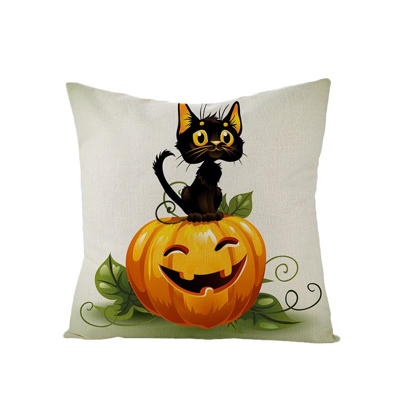 Halloween Pillowcase New Pumpkin Black Cat Series Sofa Cushion Waist Pillowcase Home
