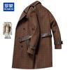 Men's Autumn/Winter 100% Wool Mid-Length Plaid Overcoat