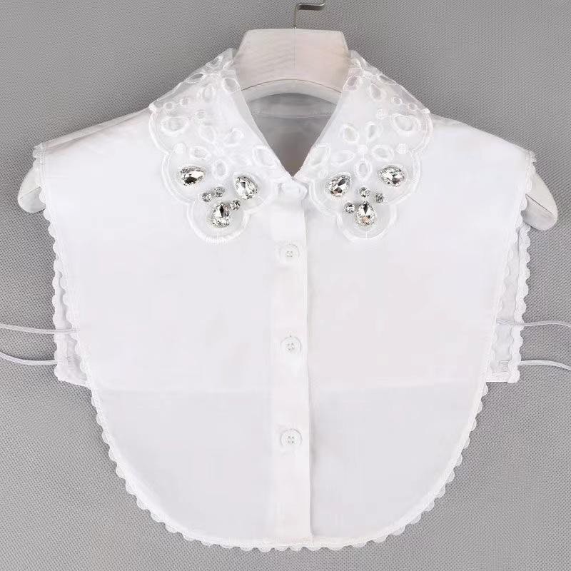 Ins Fake Collar Plaid Shirt Detachable Collars Solid Shirt Womens Dickie Collar White Girls Top Clothes Dickey Collar For Women