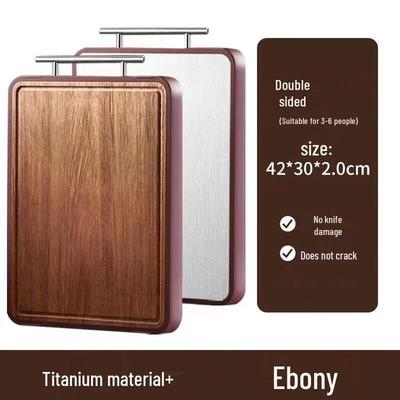 ZISIZ Ebony Wood and Stainless Steel Double-Sided Cutting Board