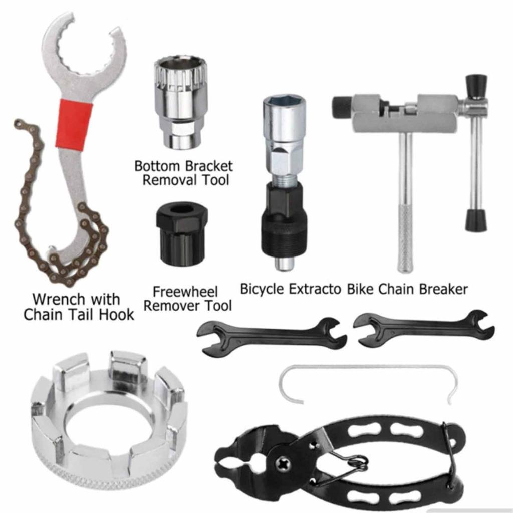 Bicycle Repair Tool Kits Bike Flywheel Removal Chain Breaker Cutter Crank Puller Bike Wrench Cassette Bracket Extractor Sets
