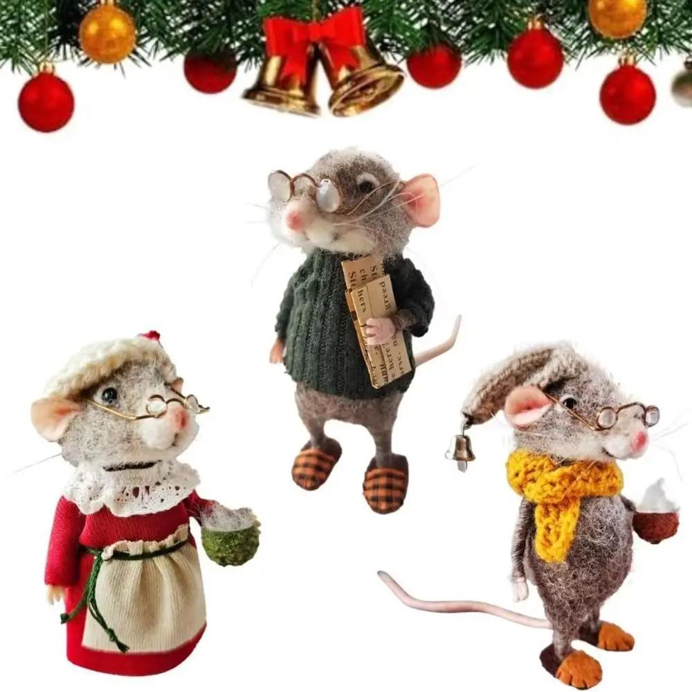 Mouse Christmas Needle Felted Mouse Craft Decorations Needle Felted Cute Needle Felted Mouse Handmade Material Package