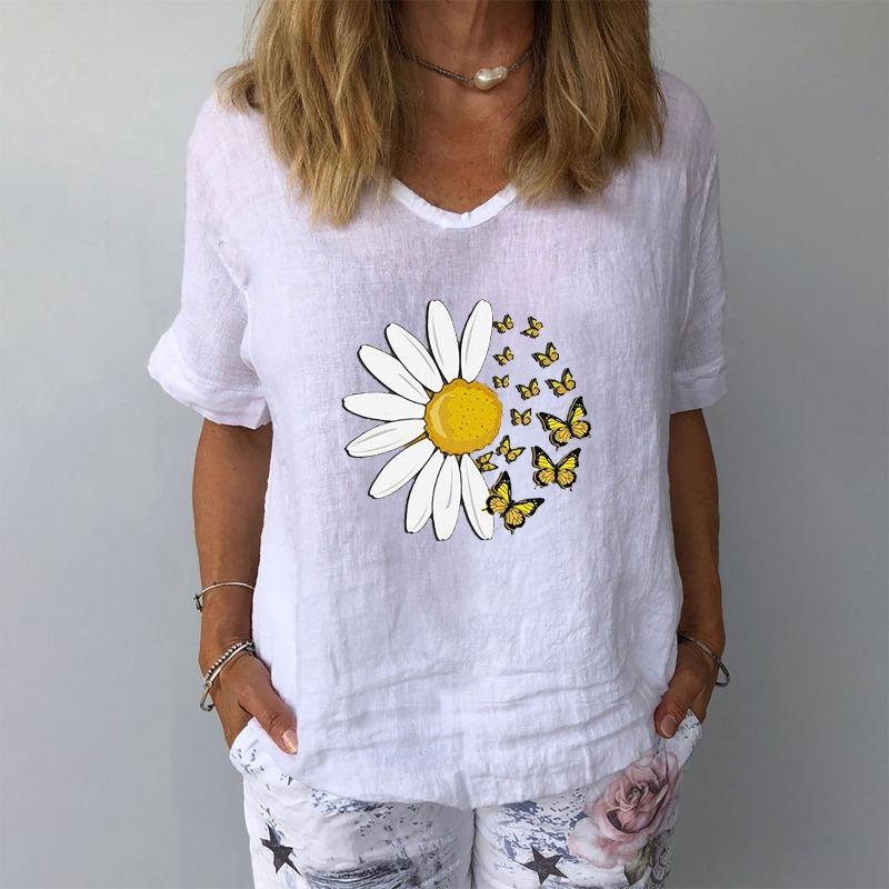 QICED Women's Fashion Casual Short Sleeve V Neck Blouses & Shirts