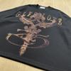 Mens Long Sleeve T-Shirt Cross Print Streetwear Loose Fit Dark Aesthetic Casual Top