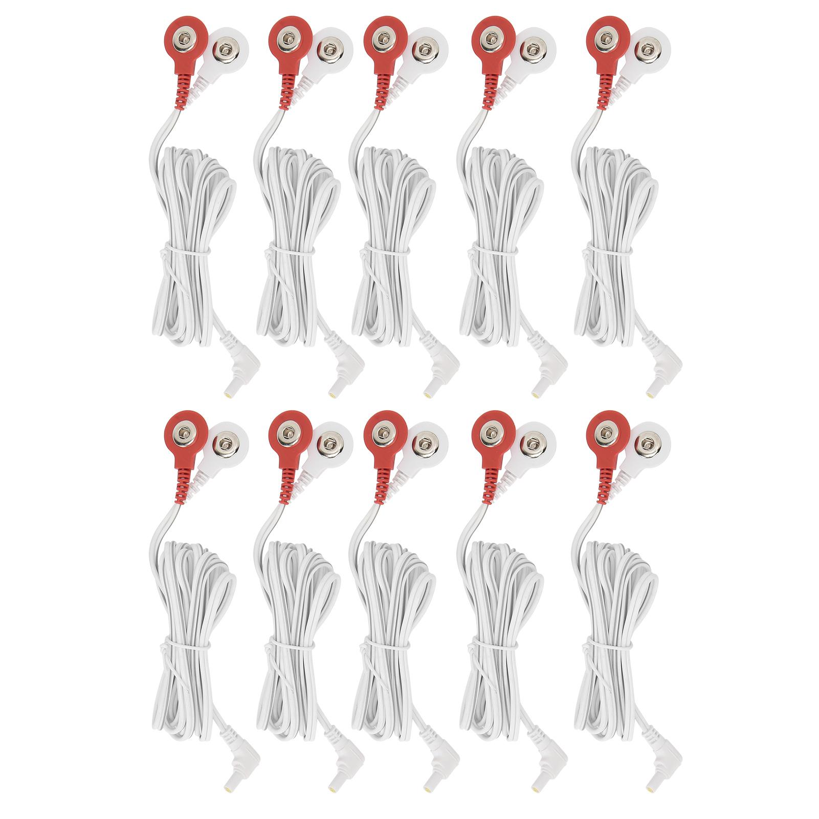 

10pcs / bag 2.35mm 1.5m 2In1 Button Type Electrode Lead Wires Cable for TENS Unit Physiotherapy Machine