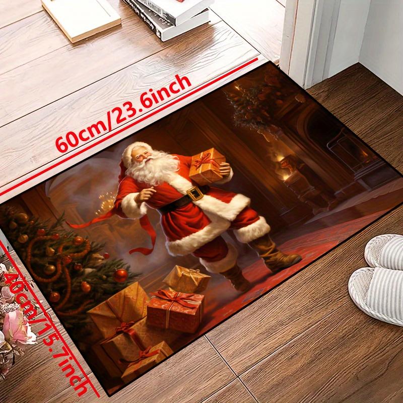 Merry Christmas Carpet for Bedroom Living Room Hallway Area Rug Santa Claus Soft Anti-slip Entrance Doormat Floor Mat Home Decor