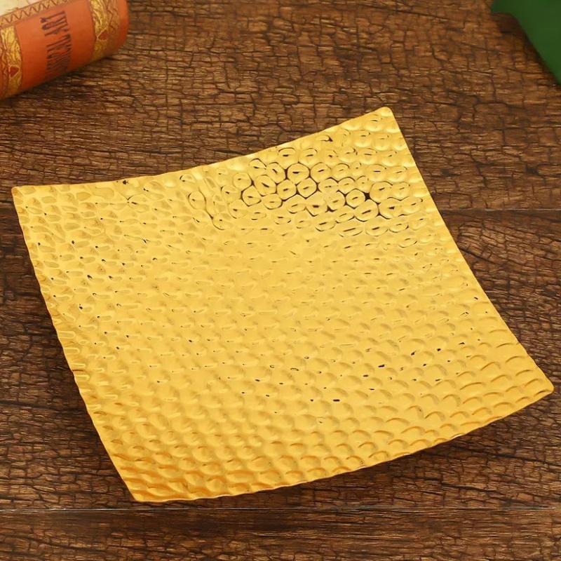 European Simple Fruit Plate, Alloy Household Square Plate, Gold Snack Plate, Candy Tray Home Desktop Living Room Decoration