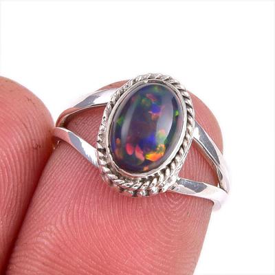 Natural Ethiopian Opal Gemstone Handmade 925 Solid Sterling Silver Ring S.6 B1j40