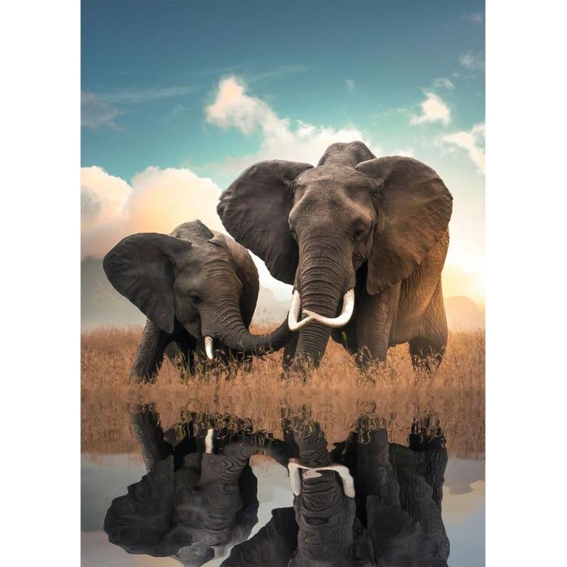 Vahşi doğa, fil, aile posterleri, tuval, resim, hayvan, baba, anne, çocuk, sevgi, modern oda için duvar sanatı resim