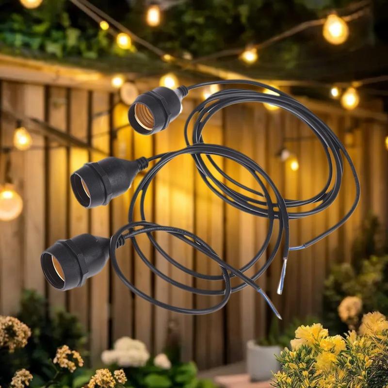 Outdoor Waterproof E27 Lamp Holder with Power Cord Socket Industrial Farm Screw String Light Connector 20/30/50/100/200CM