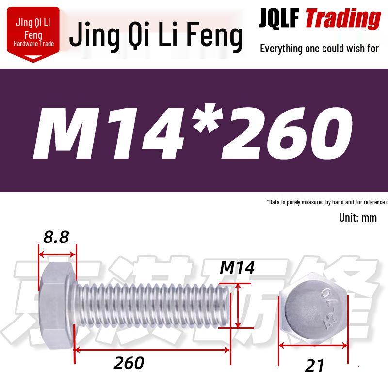 201 Stainless Steel Hex Head Full Thread Bolt: Wear & Corrosion Resistant, M4-M14 for Aerospace Machinery