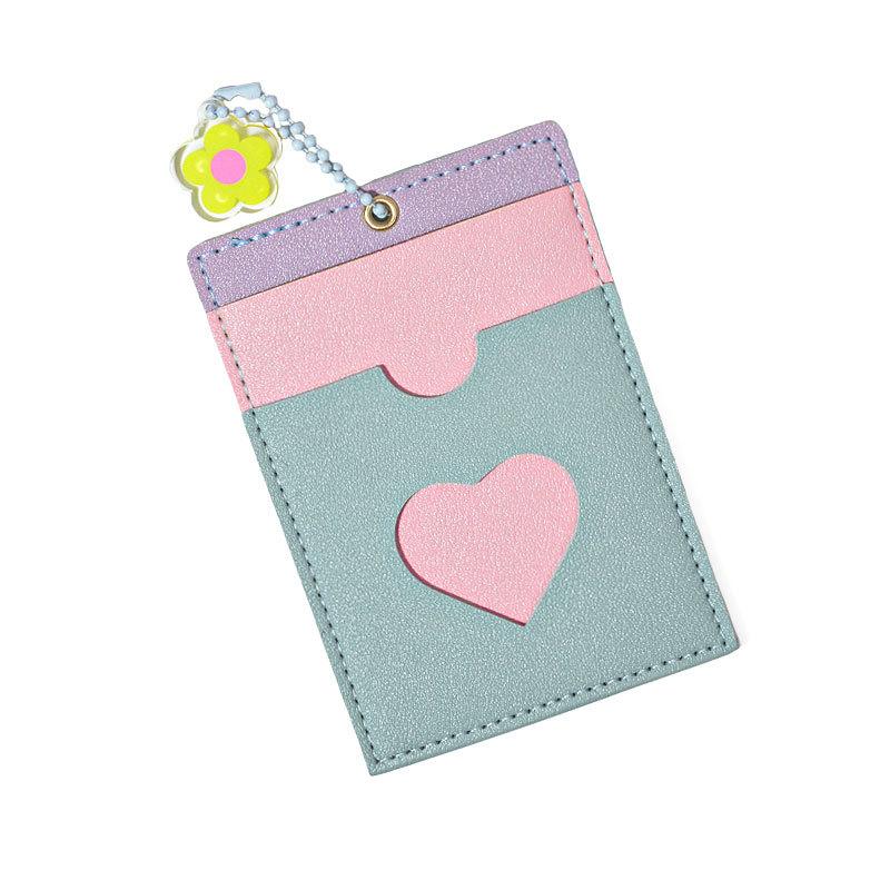 

Love Keychain Heart-Shaped Pendant Card Holder Pu Id Cover For Office Work Elevator зелёный