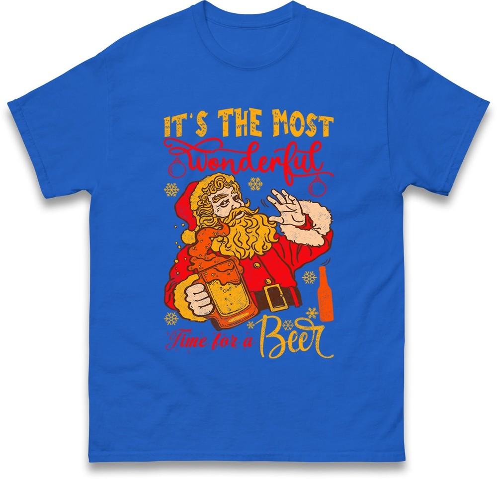 Its The Most Wonderful Time For A Beer Santa Christmas Tshirt Drinking Top