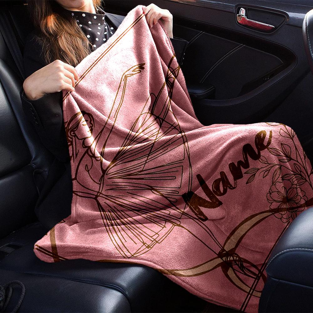 Custom Name Ballet Theme Printed Blanket - Perfect for Couch, Bed, Travel & Outdoor Use | Machine Washable, Cozy & Durable.
