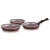 Set of 3 Frying Pans - ARTHUR MARTIN - AM8866 - All Hobs Including Induction - 20/24/28 Cm + 1 Handle - Aluminum - Ceramic Coating