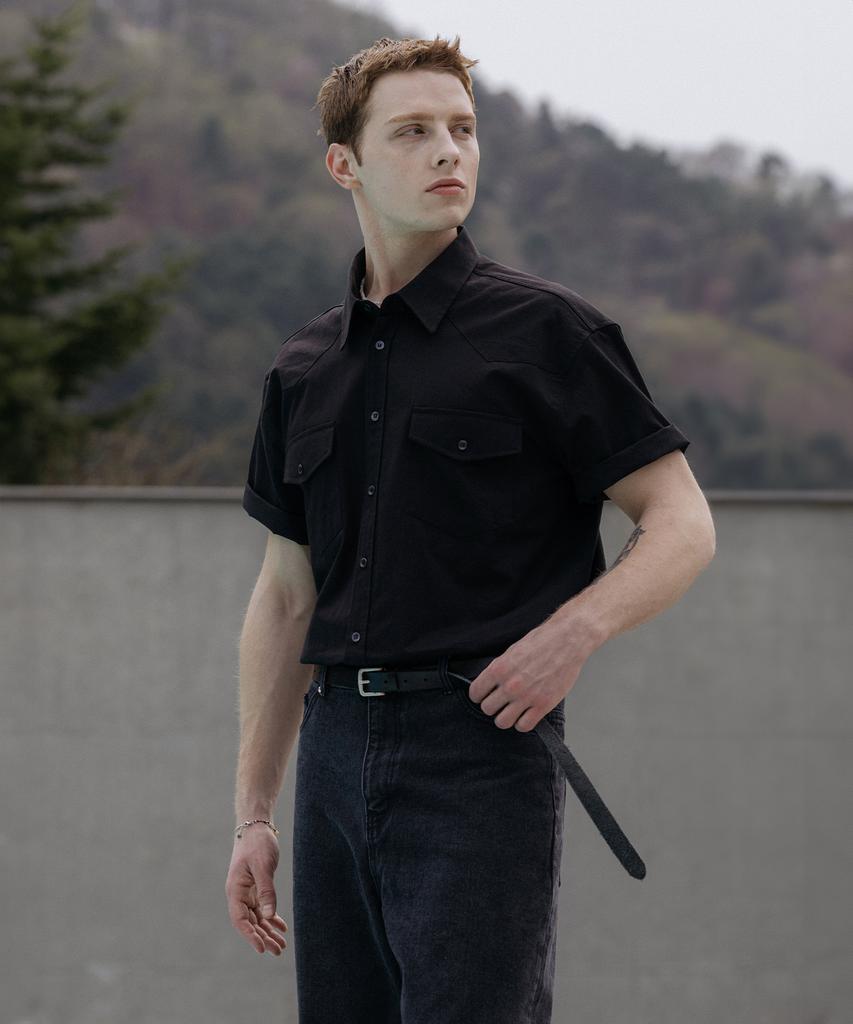 Dekkoloso Western Two-Pocket Short Sleeve Shirt [Black]