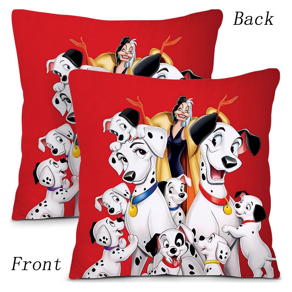 Federe Cuscino Cento e Uno Dalmata Cartone Animato Divano Decorativo Casa Stampa Double-sided Peluche Corto Carino Federa Cuscino