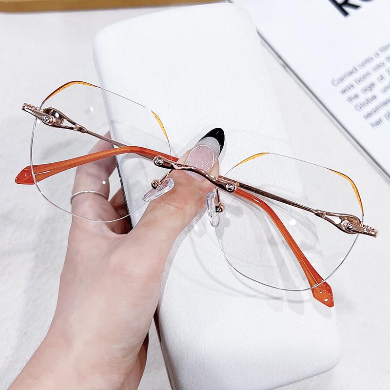 

Очки для чтения без оправы по рецепту, многоугольные очки для чтения с защитой от синего света +400