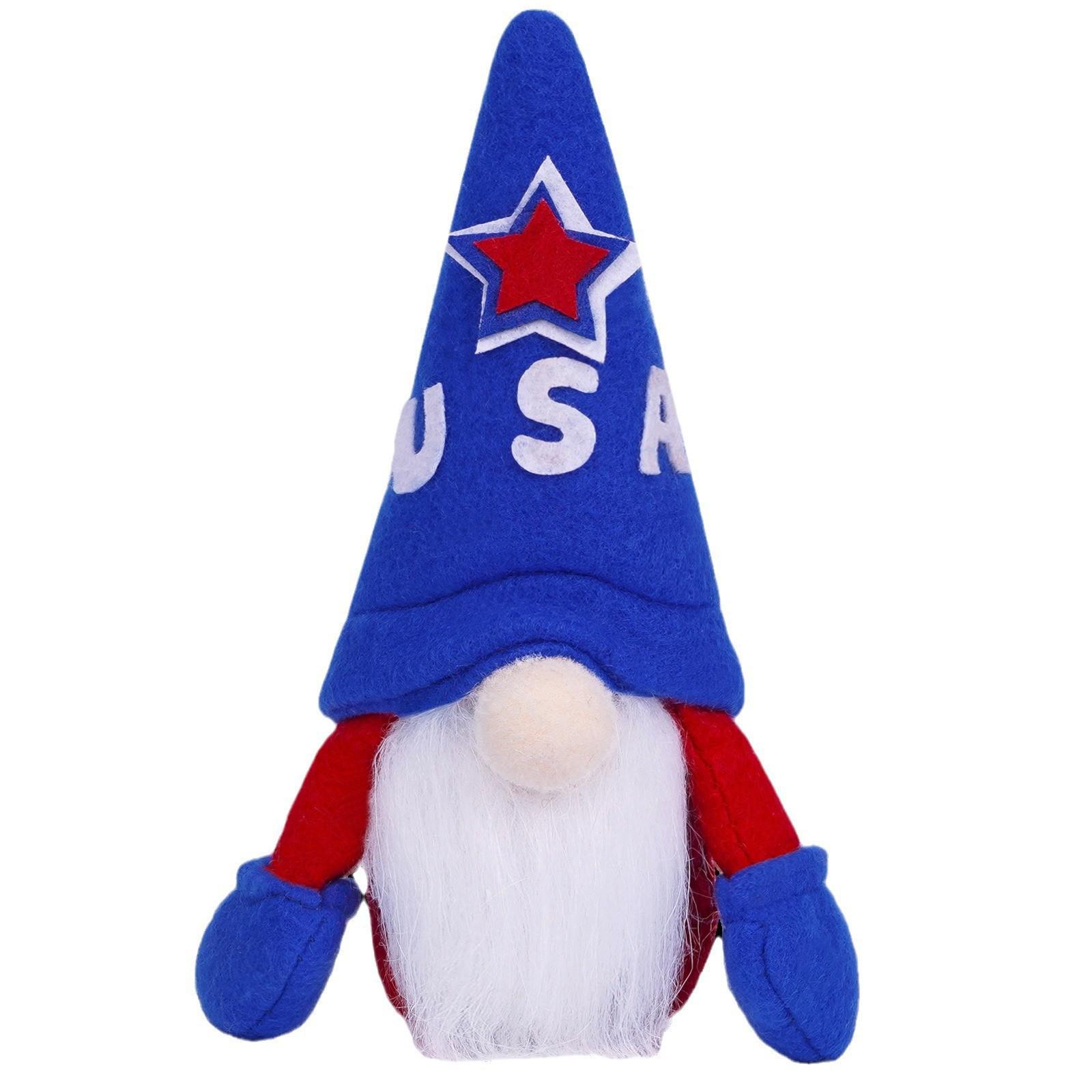 US Independence Day Faceless Gnome Doll Ornament - Festive Gift синий