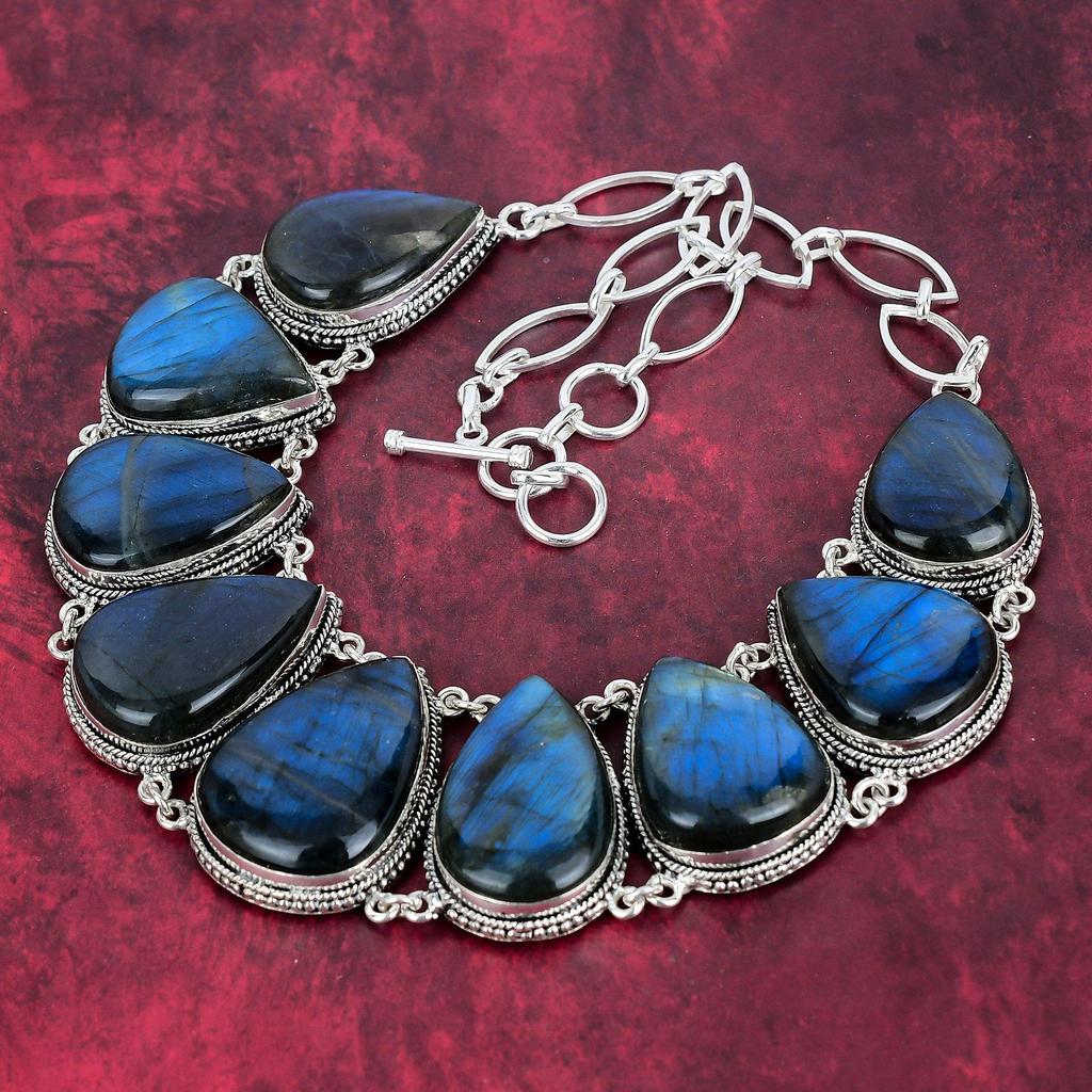 Labradorite Necklace, 925 Solid Sterling Silver Gemstone Jewelry, Handmade Adjustable Chain Necklace Amazing Jewelry, Gift For Her