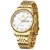 Men's Quartz Business Watch with Calendar, Day-Date, 40mm Round Face, Stainless Steel, Japanese Movement, Water Resistant Gold