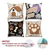 Dog Lover Pillow Covers Set Of 4, Paw Print Dog Bone Pillowcases, Polyester Linen Fabric Material For Pet Home Sofa Decoration
