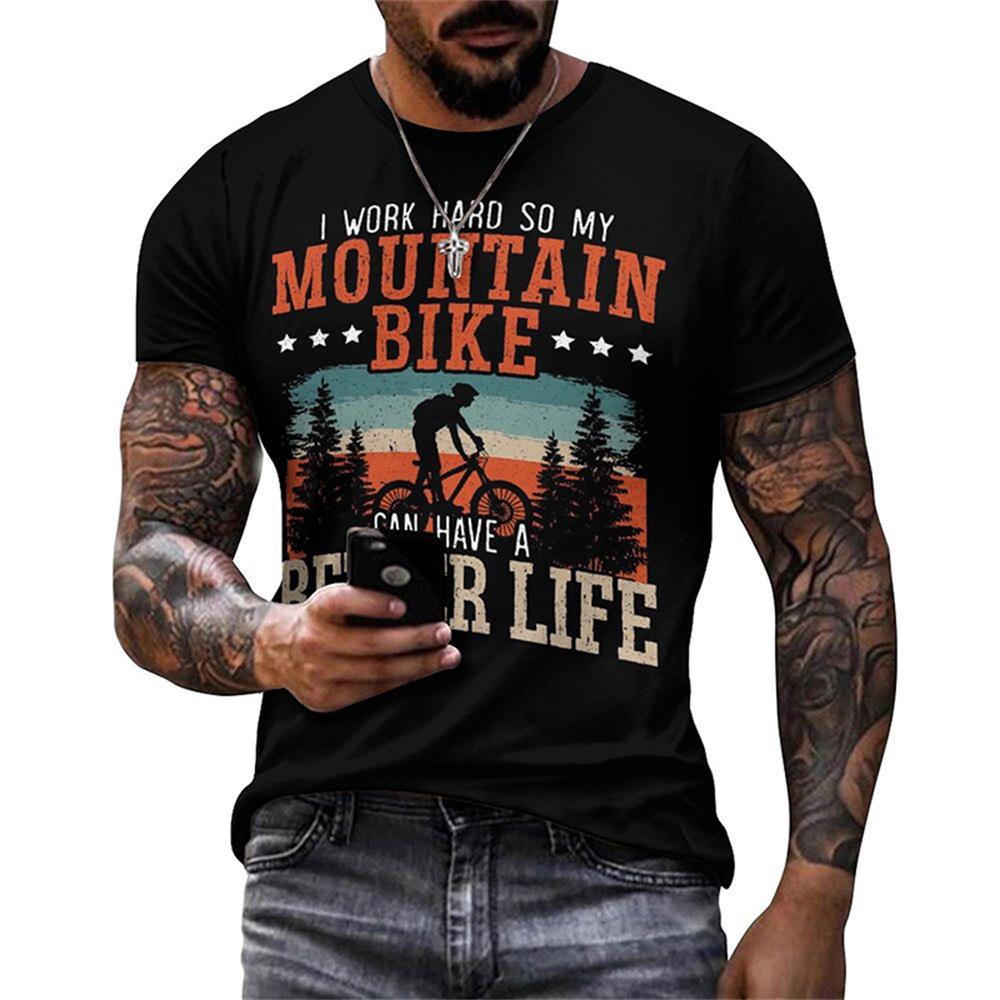 Vintage Bike Graphic T Shirt for Men Clothing 3D Printed Bicycle T-Shirt Gym Sport Tops Tee Streetwear Men Clothes Short Sleeve