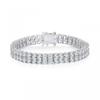 Stainless Steel Tennis Bracelet With Full Zirconia Crystals Minimalist Geometric Design Unisex Fashion Jewelry
