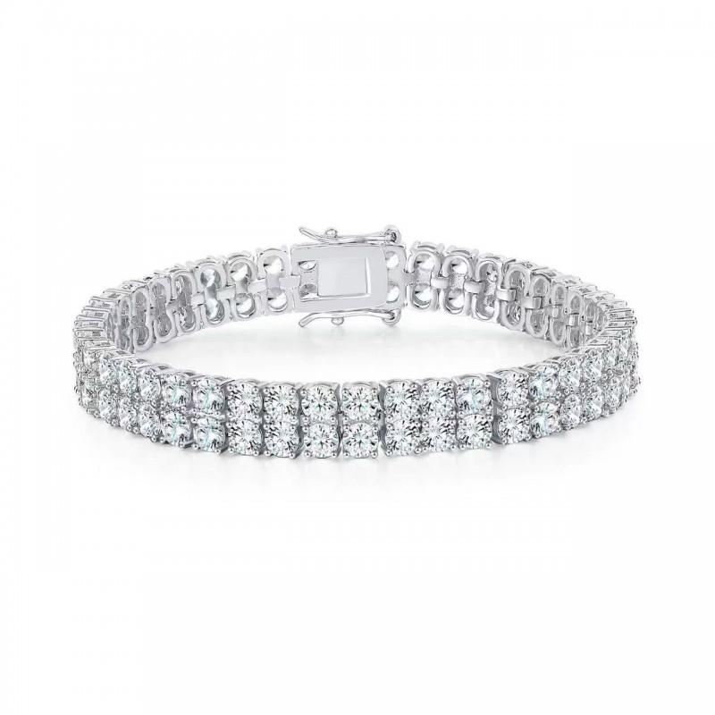Stainless Steel Tennis Bracelet With Full Zirconia Crystals Minimalist Geometric Design Unisex Fashion Jewelry