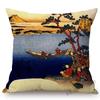 Asian Art Great Wave Woodblock Painting Hokusai Japanese Artist Culture Decoration Pillow Case Cotton Linen Sofa Cushion Cover