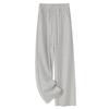 Women's Cotton Linen Wide-Leg Pants - 2025 Spring/Summer, Loose Fit, Slimming Drape, Elastic Waist, Casual Straight-Leg Trousers