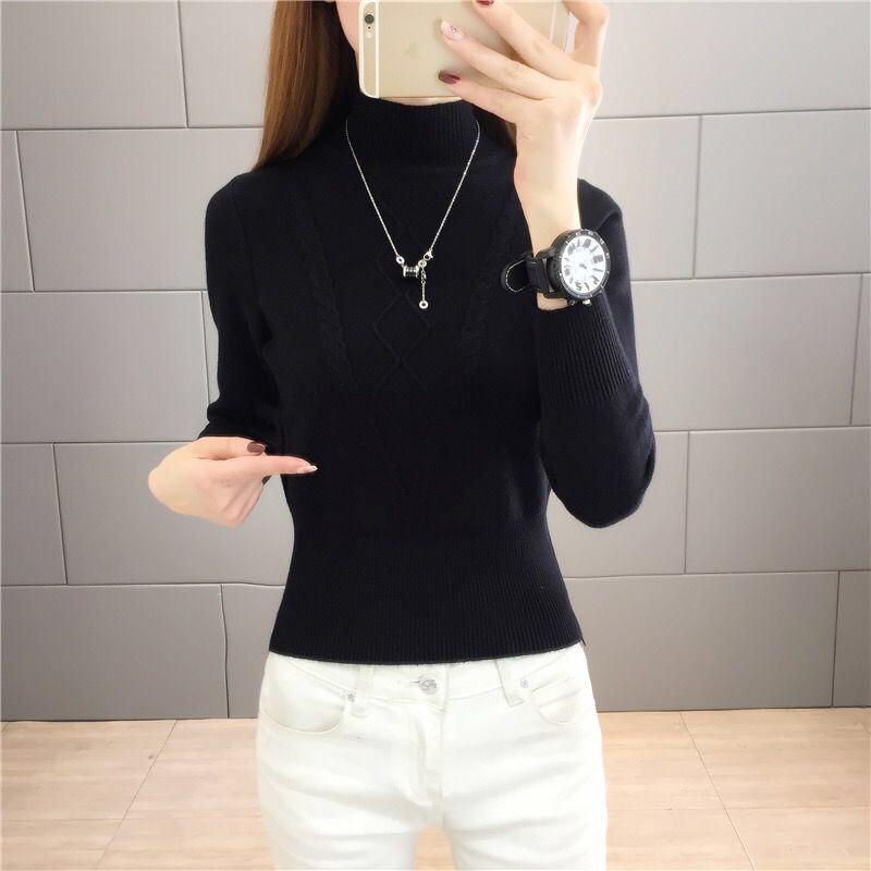 Women's Knit Sweater Short Turtleneck Sweater Slim Pullover Knit Jumper Fall Winter
