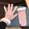 Plush Cuff Touch Screen Gloves Polyester Lining Fall Winter Gloves Full Finger Gloves  For Women