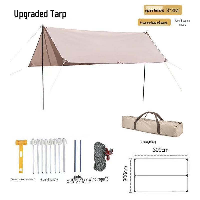 Ultra-Light Silver Coated Outdoor Canopy Tent with Sunshade & Waterproof Sun Protection for Camping, Cooking, and Picnics
