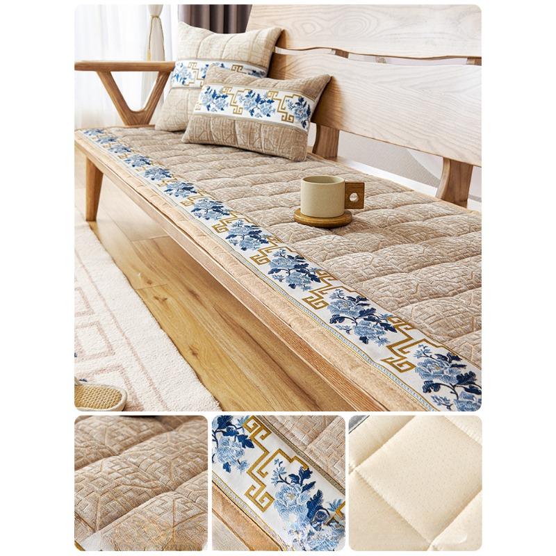 Chenille Sofa Cushion Autumn and Winter Solid Wood Cushion Non-slip Cover High-grade Mahogany Sofa Cover