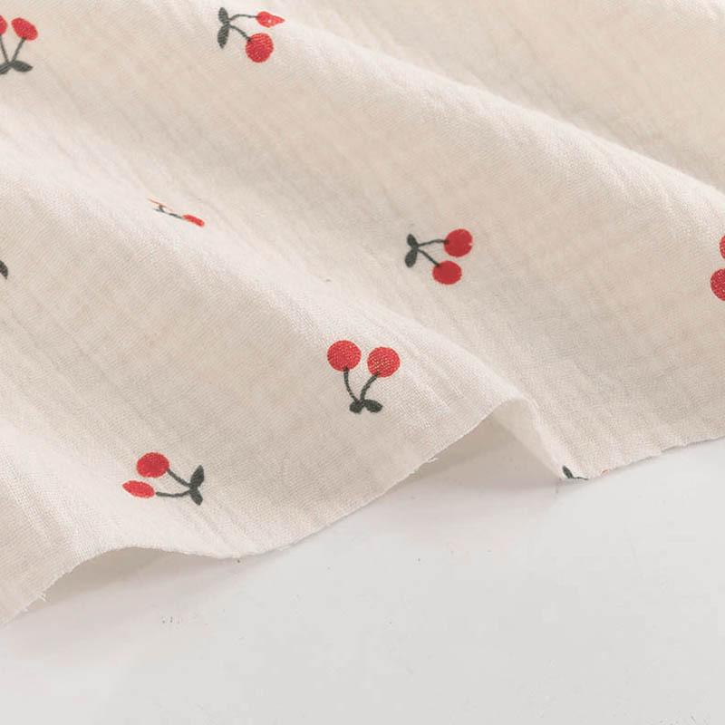 

135x50/500 см Чиста бавовна Двошарова Креп-Марля з Вишневим Принтом Тканина Для Суконь Повсякденного Одягу, Білизни, Піжам Тканина для DIY 135x50cm