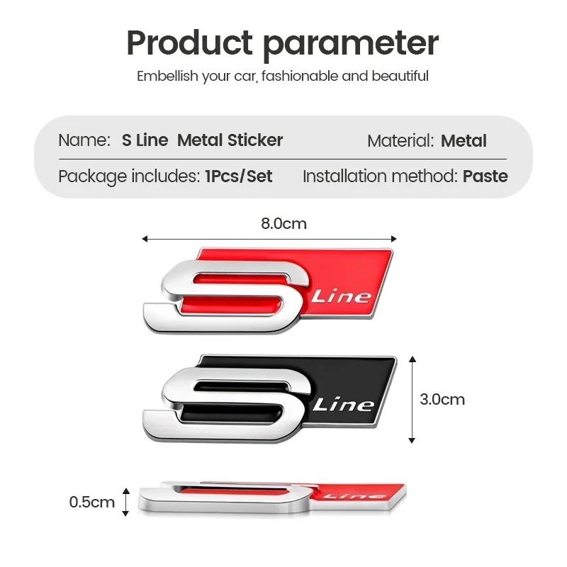 1Pcs Metal S Line Logo Car Bod1Pcs Car Styling S Line Logo Car Body Trunk Decoration Fender Metal Sticker For Audi A3 A4 A6 A8L