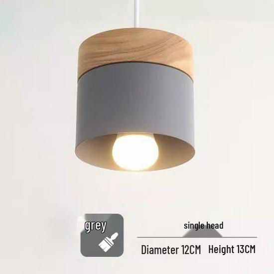 Lampada a sospensione in ferro battuto stile nordico macaron, testa singola in bianco/grigio