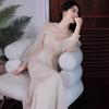 Evening Dress Women's Banquet   New Heavy Handmade Host Waist Fishtail Long Champagne Dress Dress