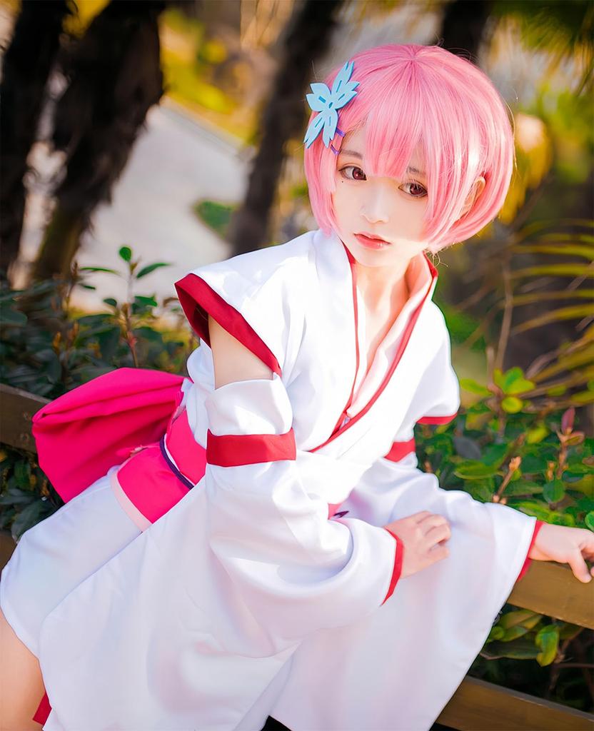 Rem Cosplay Costume Kimono Cosplay Kimono Anime Halloween Stage Outfit Cheongsam School Festival Party Starting Life In Another World [Nou Photo]