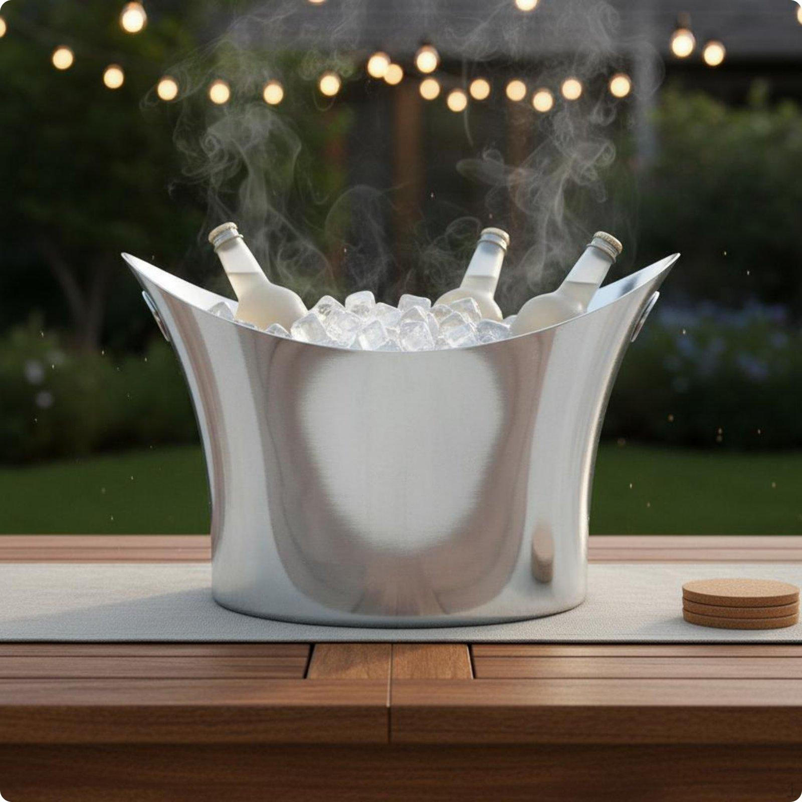 Stainless Steel Ice Bucket Cold Storage Large Champagne Chiller Easy to EasytoClean Gathering Drink Silver Yuanbao