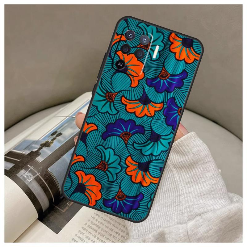 African Wax Fabric Case For Oppo A16 A76 A96 A60 A98 A58 A78 A18 A38 A80 A40 A77 A57 A17 A74 A54 A94 A15 A5 Pro