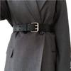 Pu Trendy Black Waist Belt With Double Holes For Vintage Inspired Attire Casual