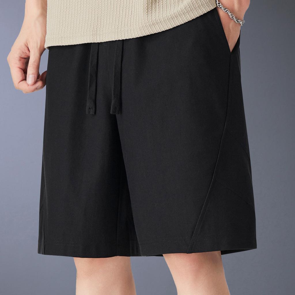 High-end white shorts men's summer thin loose straight drawstring drape comfortable versatile casual five-point pants men