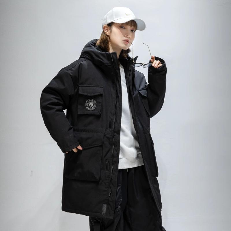 2025 New Men's Down Jacket Workwear Couple Thickened Warm Multi-Pocket Hooded Winter Clothes Men's and Women's Trend