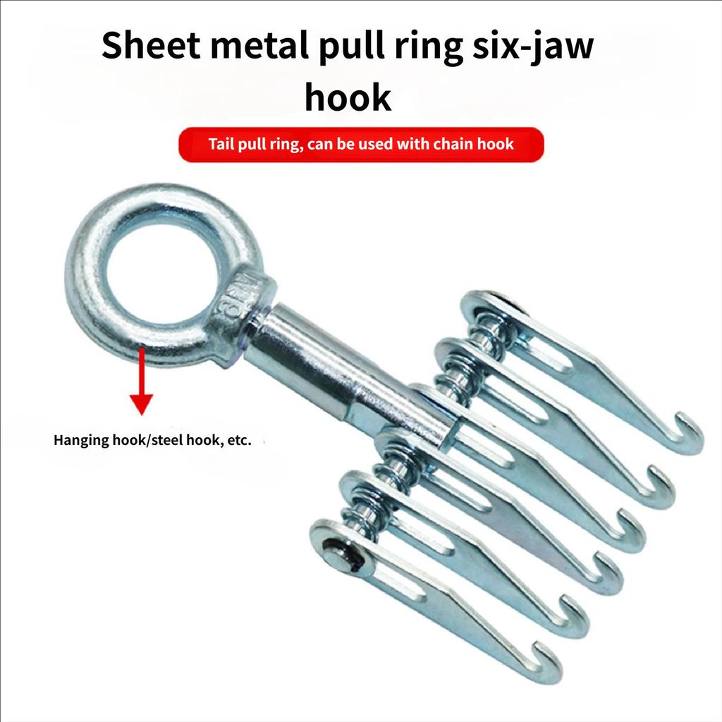 6 Finger Claws Hook Auto Body Repair Tool with Lifting Rings Car Body Dent Puller Claws Hook for Dent Removal Puller Tool