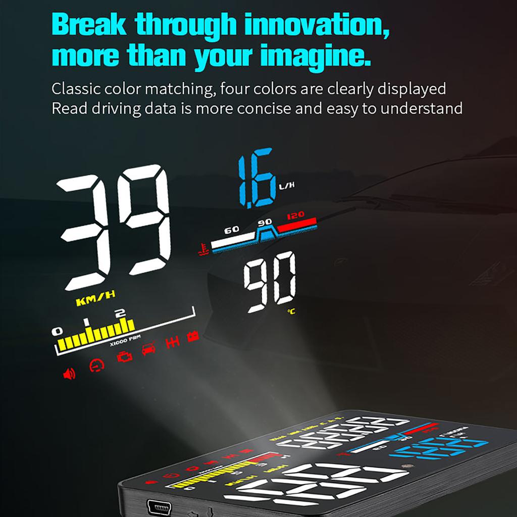 Windshield Projector Electronic Car Speedometer Tachometer with Overspeed Alarm Improve Driving Comfort & Security