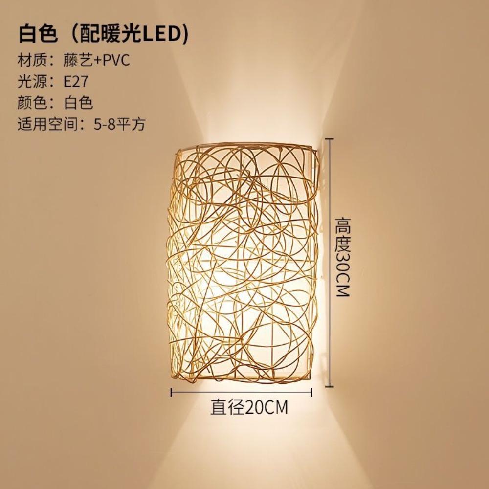 Moderne nordische Rattan-Wandlampe Vintage Japanische pastorale Ranken dekorative Wandleuchten Licht für Nachttisch Foyer Wohnzimmer E27