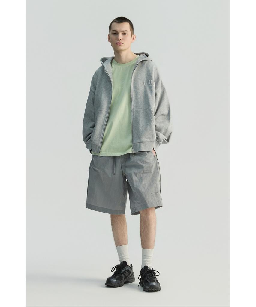 IRO Rafales Metal Nylon Mesh Color Block Bermuda Shorts Grey